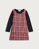image 4 of F&F Girls 2-Piece Tartan Pinafore Dress and Top Set in Red