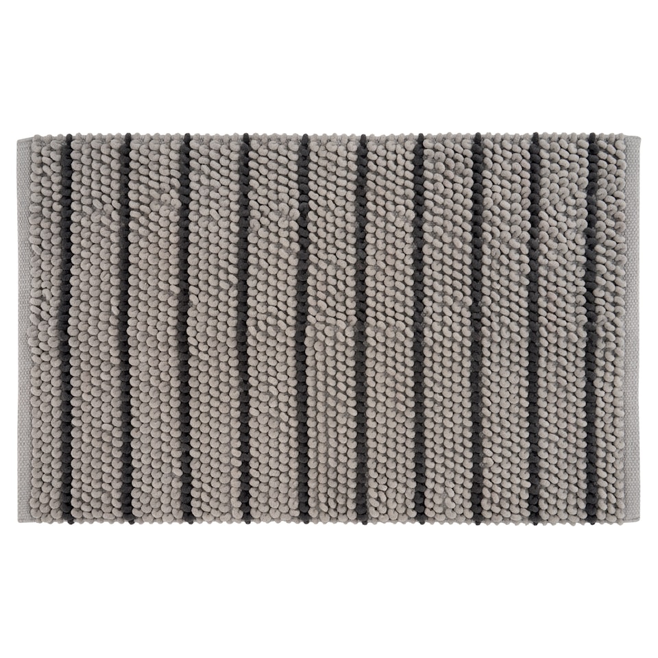 F&F Home Grey Chenille Stripe Bath Mat