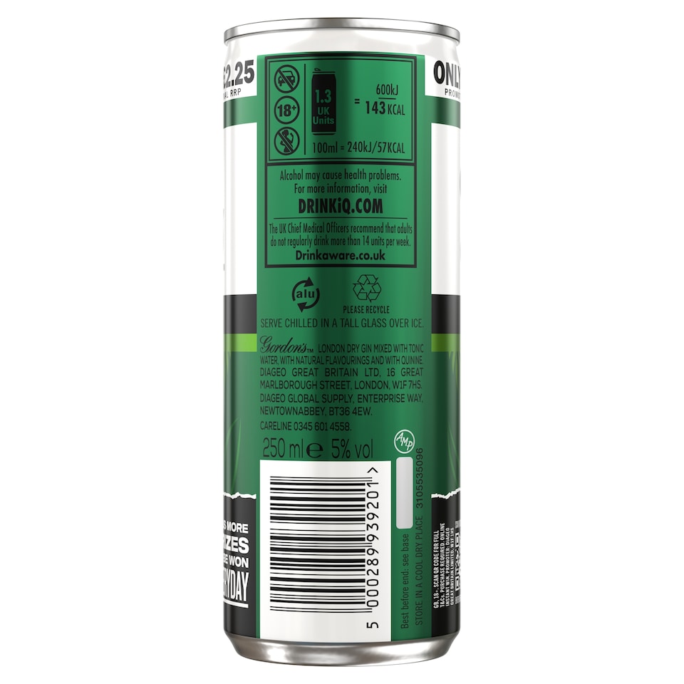 image 1 of Gordon's Gin & Tonic Can 5% Vol 250ml