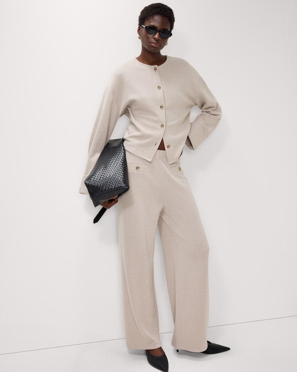 image 1 of F&F Brushed Cardigan and Trousers Set in Neutral
