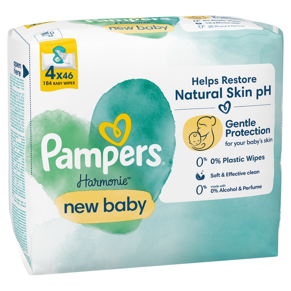 image 1 of Pampers Harmonie New Baby Wipes 4 Packs = 184 Wipes