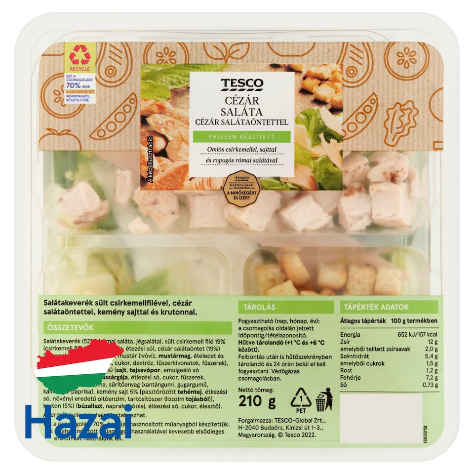 Tesco Caesar Salad with Caesar Salad Dressing 210 g