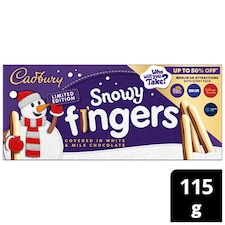 Cadbury Snowy Fingers Milk & White Chocolate Biscuits 115g