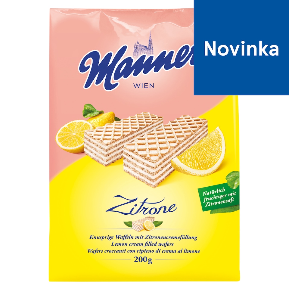 Manner Zitrone chrumkavé oblátky s krémovou náplňou s príchuťou citróna 200 g