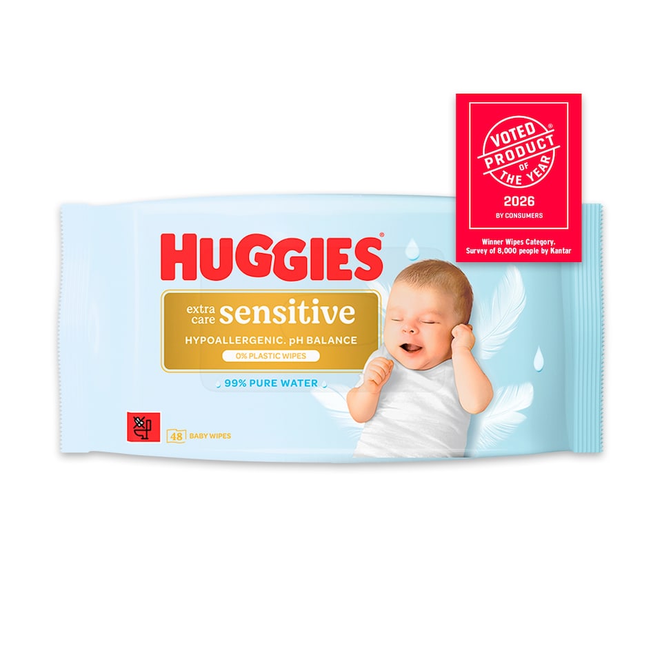 image 1 of Huggies Extra Care Sensitive Baby Wipes 48 