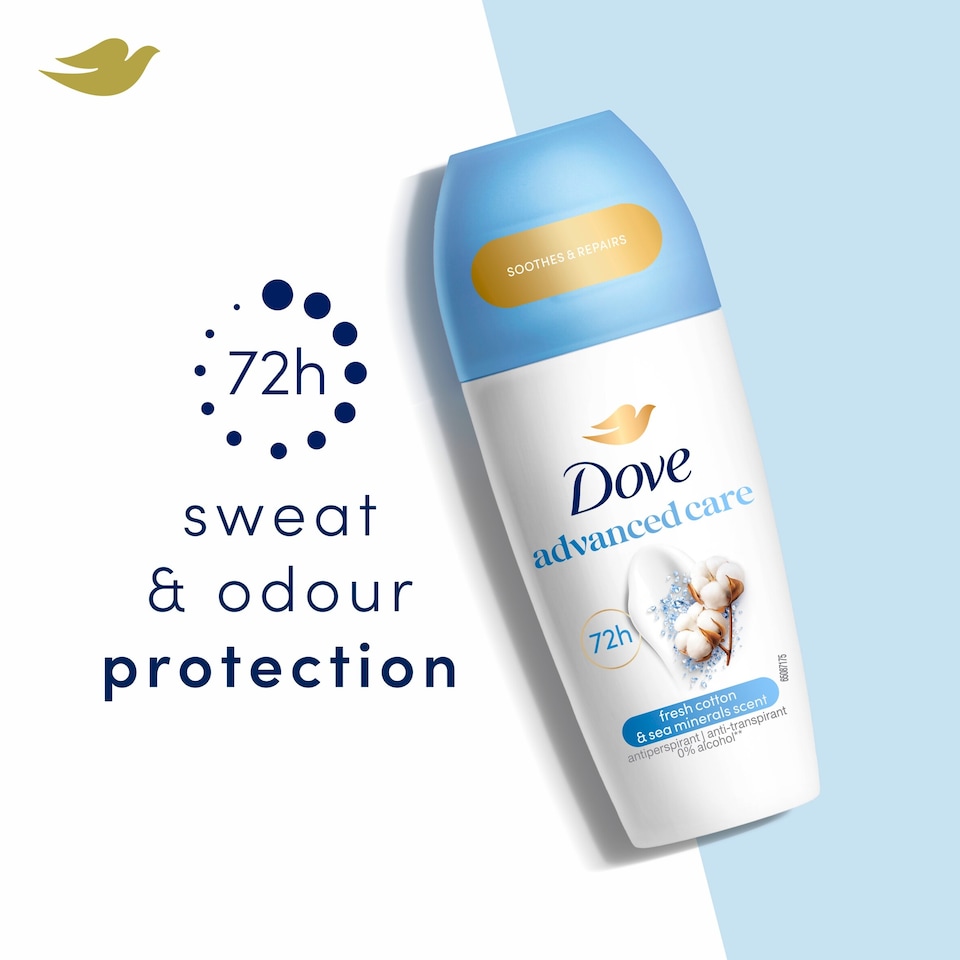image 1 of Dove Women Cotton & Sea Minerals 72h Roll-On Antiperspirant Deodorant 50ml