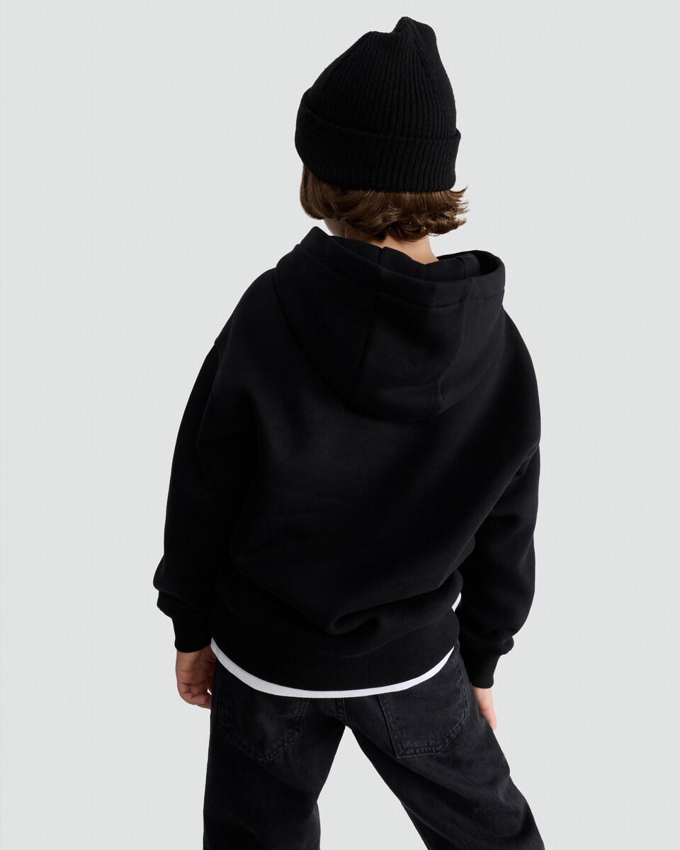 image 1 of F&F Boys Cotton Rich NYC Santa Skateboarding Hoodie in Black