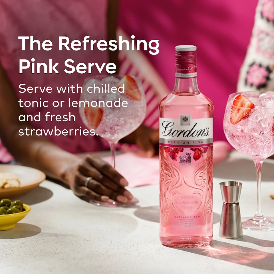 image 1 of Gordon's Premium Pink Gin Based Flavoured Spirit Drink 35% vol 1L Bottle