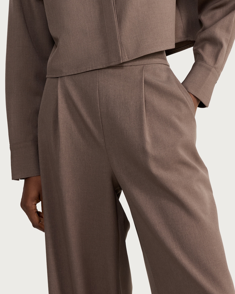 image 1 of F&F Wide Leg Pleated Trousers in Brown