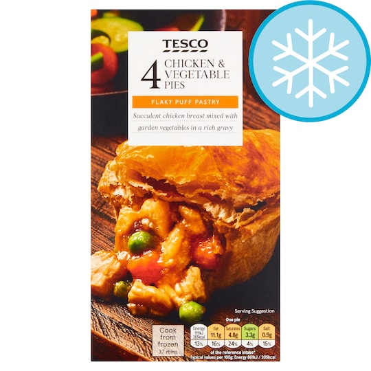 Tesco 4 Chicken & Vegetable Pies 568G Tesco Groceries