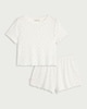 image 2 of F&F Ribbed Floral Print Pyjama Set in Multi White