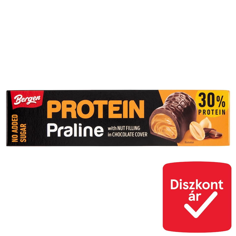 Bergen Protein Praline with Nut Filling in Chocolate Cover 50 g 