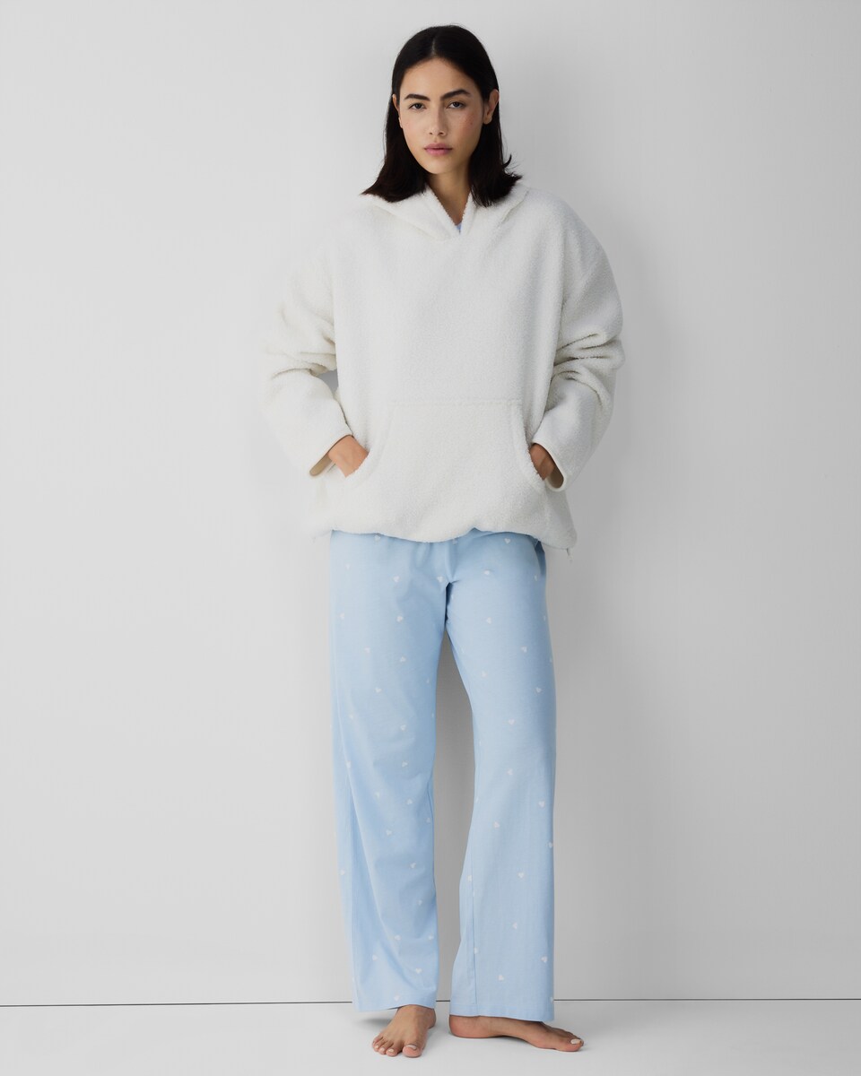 image 1 of F&F Borg Pyjama Hoodie in Cream