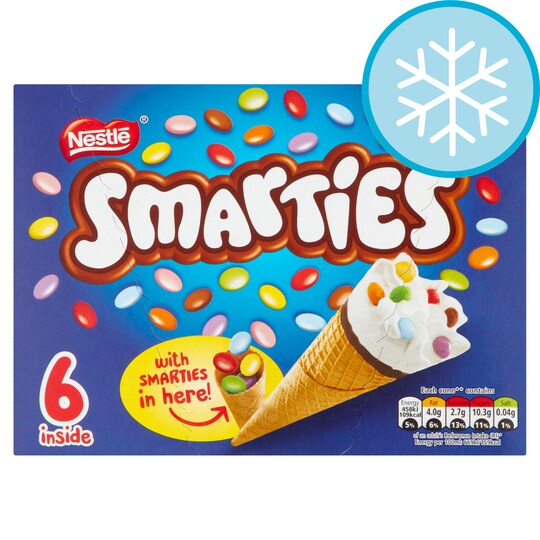 Nestle Smarties Ice Cream Cones 6 X 70ml Tesco Groceries