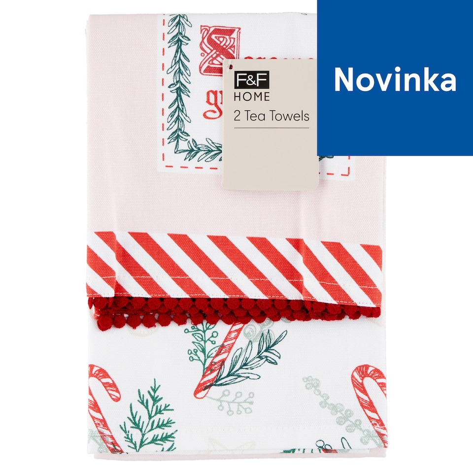 image 1 of F&F Home Candy Cane Tea Towels 50 x 70 cm 2 pcs