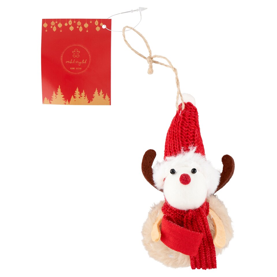 Mobil Digital Fluffy Reindeer in Red Hat and Scarf 7 x 7 x 22 cm