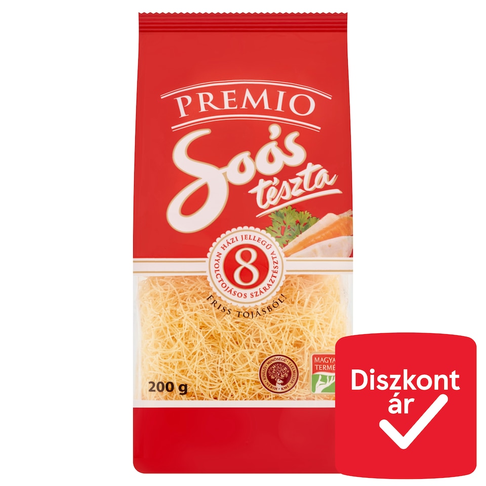 Soós Premio boglyascérna házi jellegű nyolctojásos száraztészta 200 g
