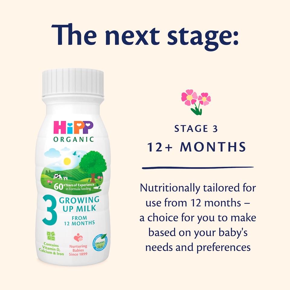 image 1 of Hipp Organic 2 Follow On Baby Milk Ready To Feed Bottle 6 Month Plus 200Ml