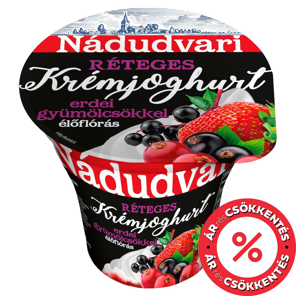 Nádudvari réteges élőflórás krémjoghurt erdei gyümölcsökkel 180 g
