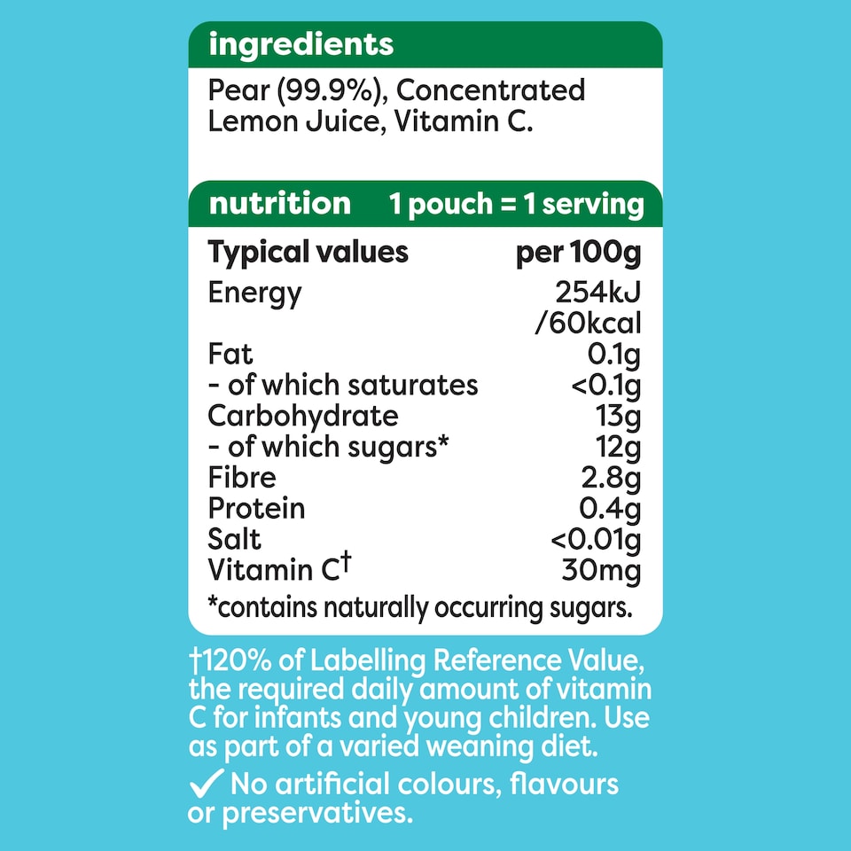 image 1 of Heinz Pear Baby Food Fruit Puree Pouch 100g