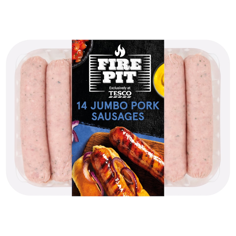 Tesco Fire Pit 14 Jumbo Pork Sausages 1.12Kg