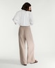 image 3 of F&F Linen Rich Striped Wide Leg Drawstring Trousers in Brown
