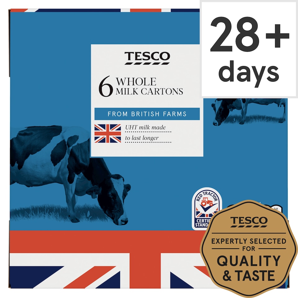 Tesco British Whole Uht Milk 6 X 1 Litre