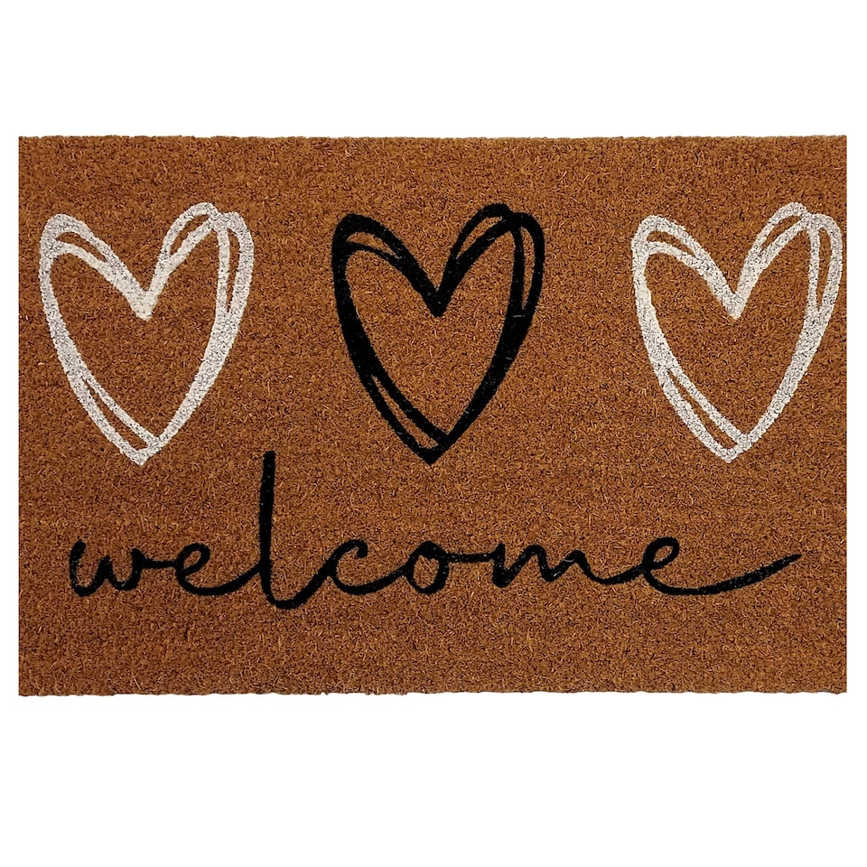 Mighty Mat Welcome Hearts Coir Mat 40x70cm