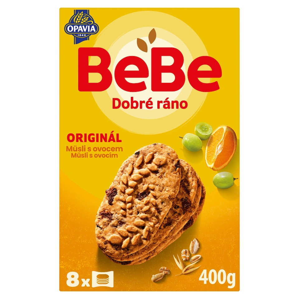 Opavia sušenky BeBe Dobré Ráno müsli s ovocem 8 x 50g (400g)
