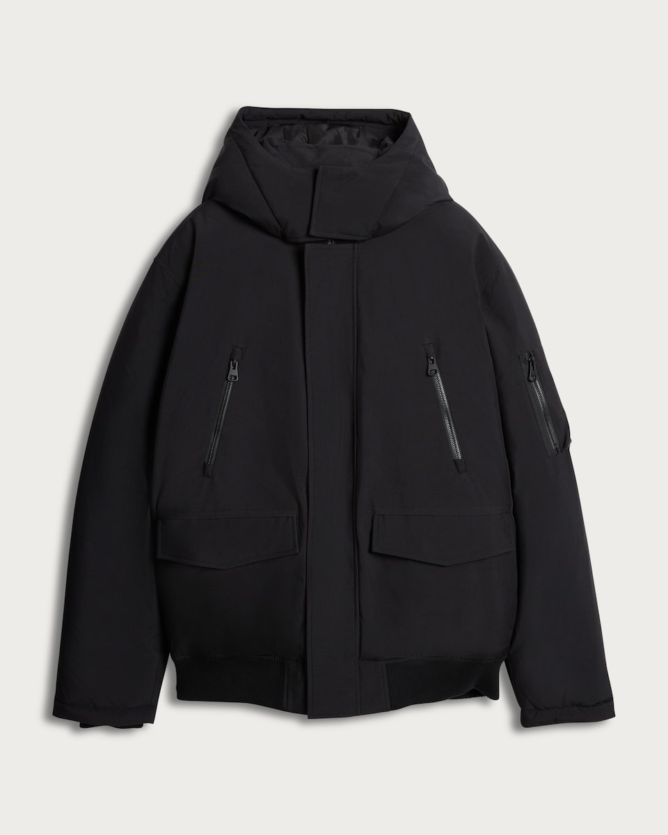 F&F Shower Resistant Hooded Puffer Jacket in Black
