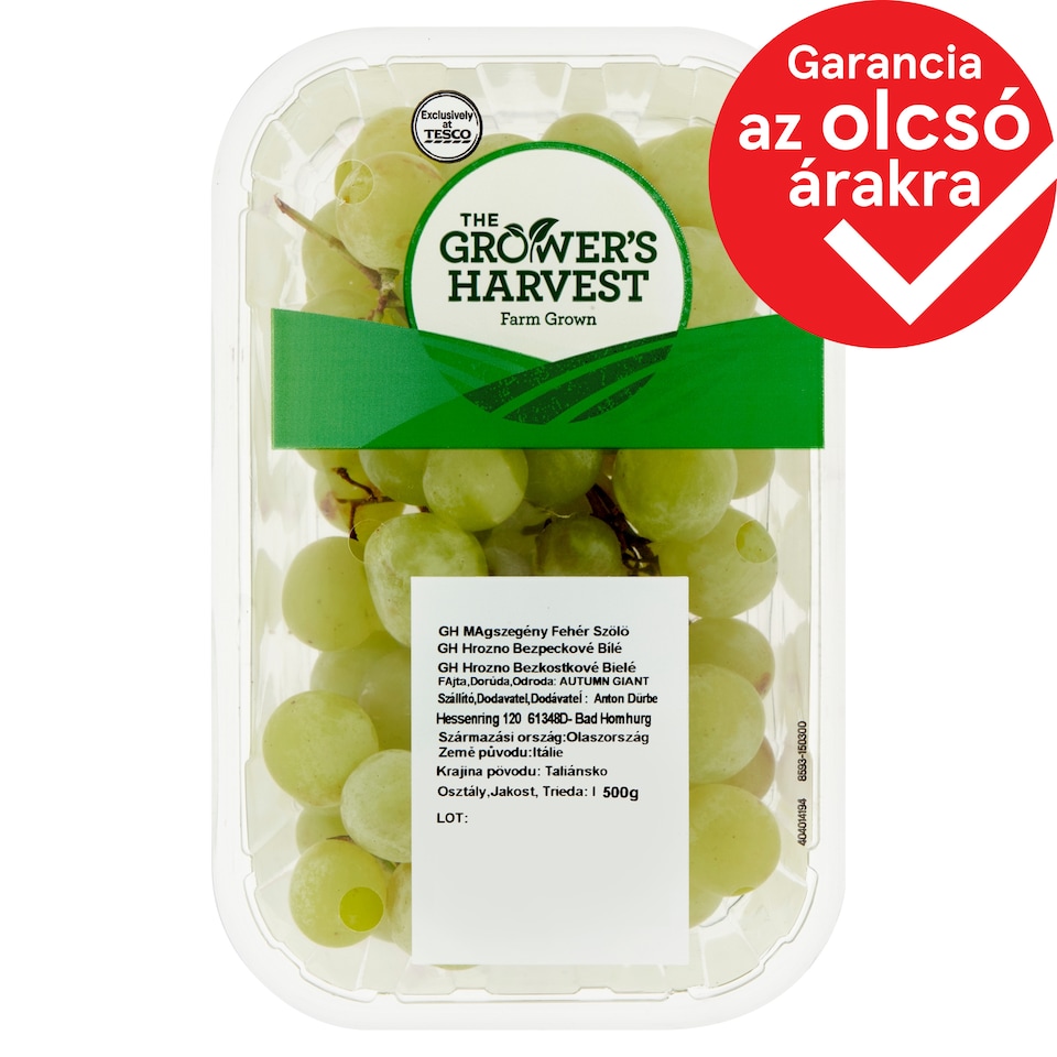 The Grower's Harvest Seedless White Grapes 500 g