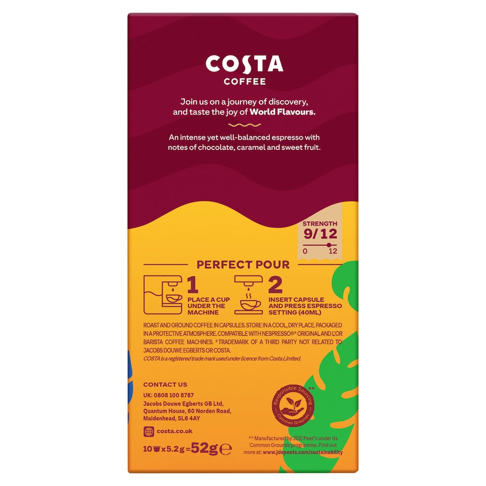 image 1 of Costa Bold Colombian Single Origin Coffee Capsules 10 pack 52g