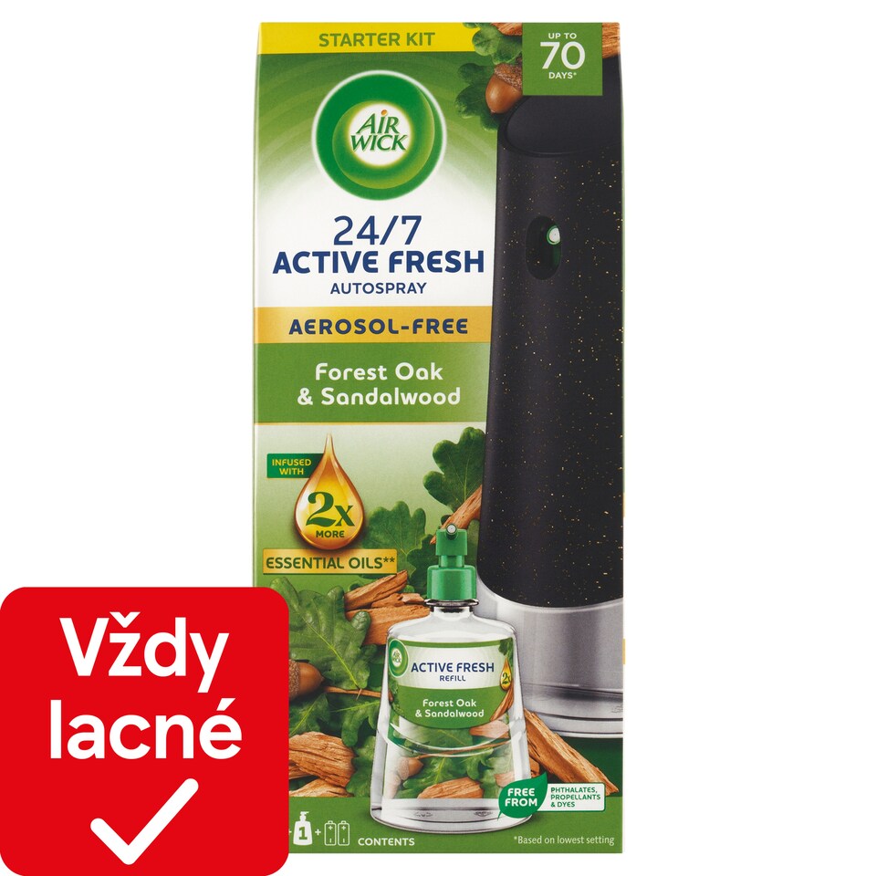 obrázok 1 z Air Wick Active Fresh Automatický difuzér a náplň na vodnej báze dub a santalové drevo 228 ml