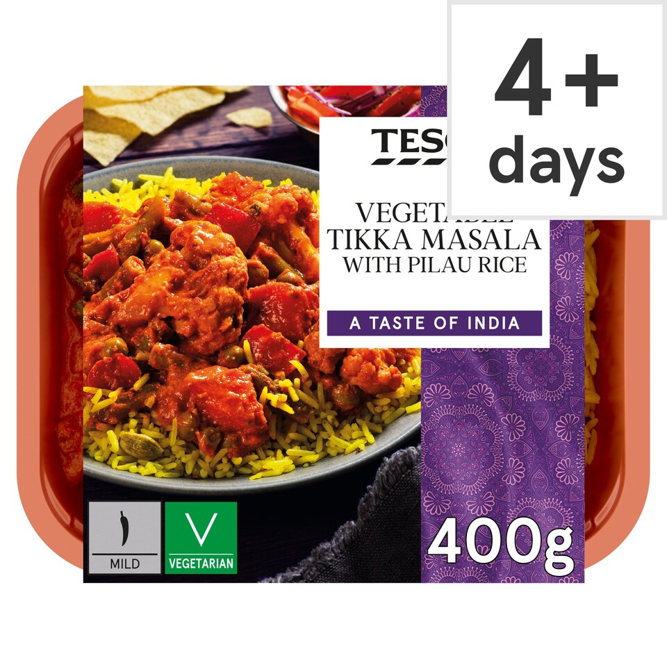 Tesco Vegetable Tikka Masala & Pilau Rice 400G Tesco Groceries