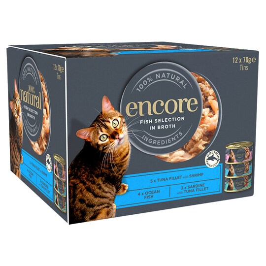 Encore Cat Food Fish Selection Tins 12X70g Tesco Groceries