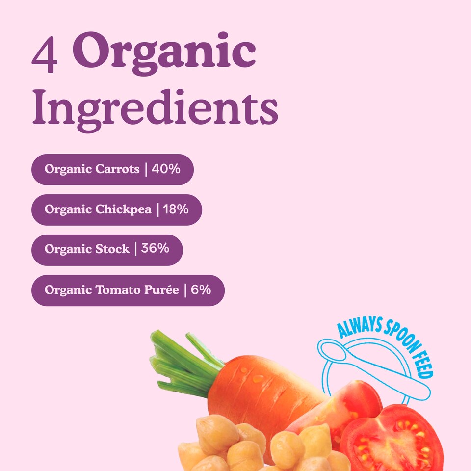 image 1 of Little Freddie Organic Carrot, Chickpea & Tomato Baby Food 6m+ 100g