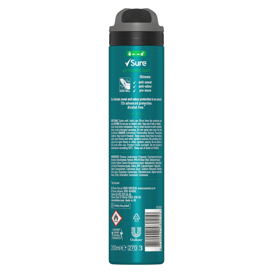 image 1 of Sure For Men Extreme Dry Antiperspirant Deodorant 200Ml