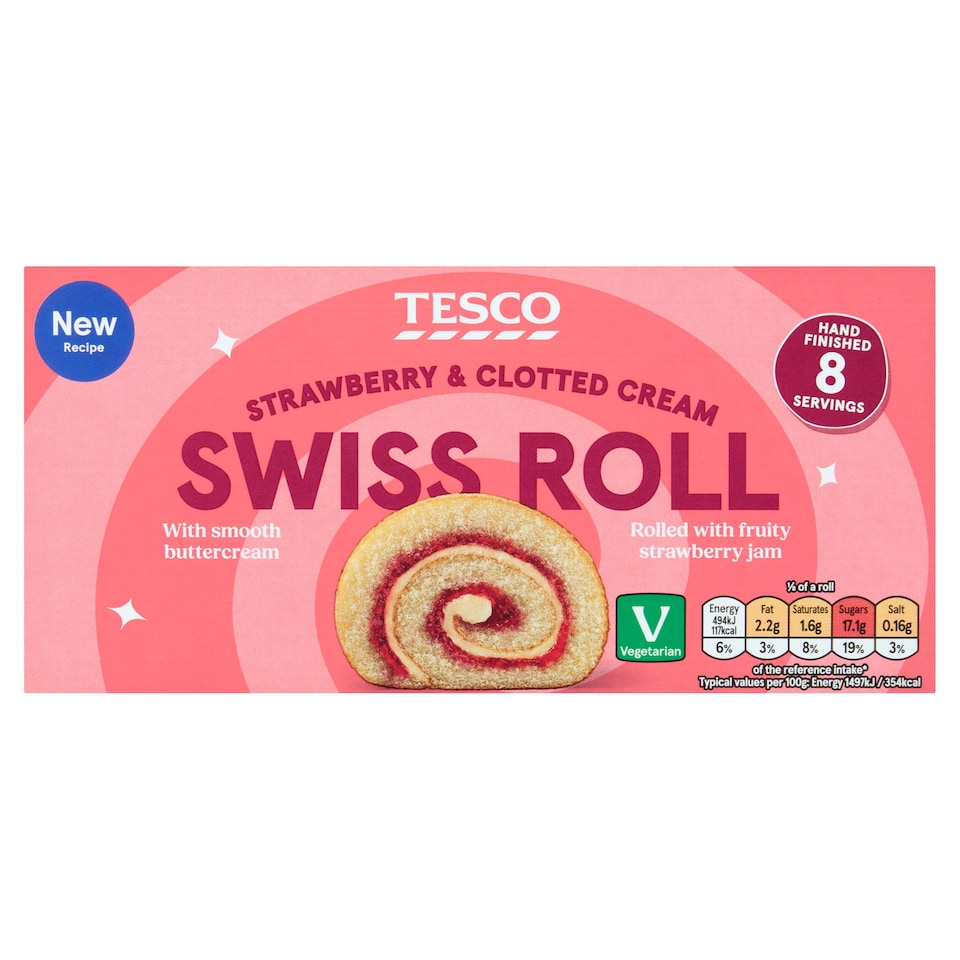Tesco Strawberry & Clotted Cream Swiss Roll