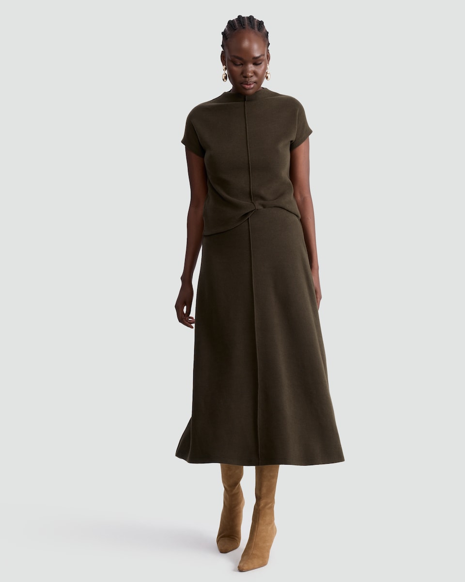 image 1 of F&F Centre Seam Co-ord Midi Skirt in Olive