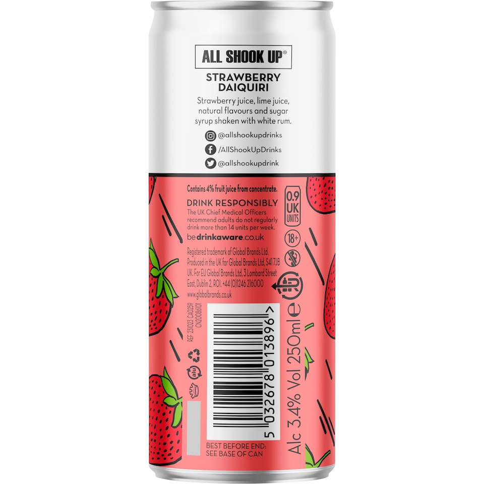 image 1 of All Shook Up Strawberry Daiquiri 250ml