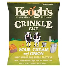 Keoghs Crinkle Cut Sour Cream And Onin Crisps 125G