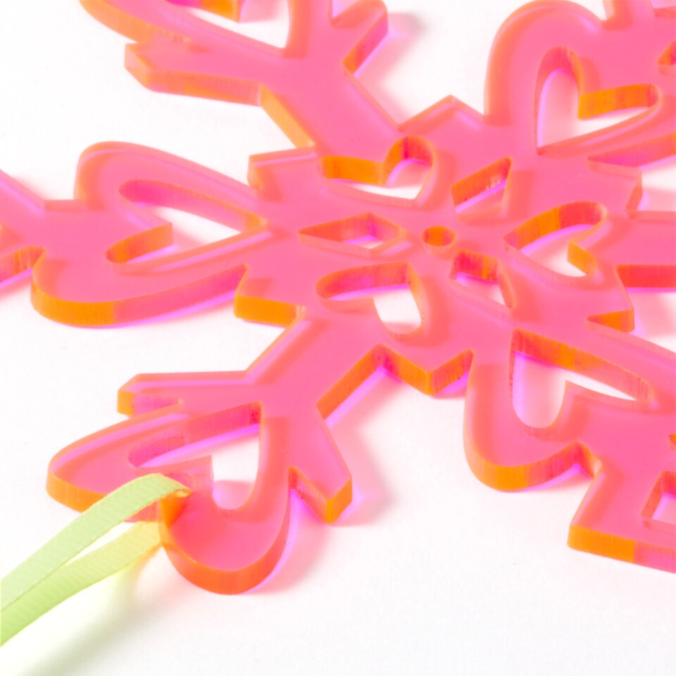 image 1 of Paperchase Neon Christmas Hanging Snowflake Decoration - Pink
