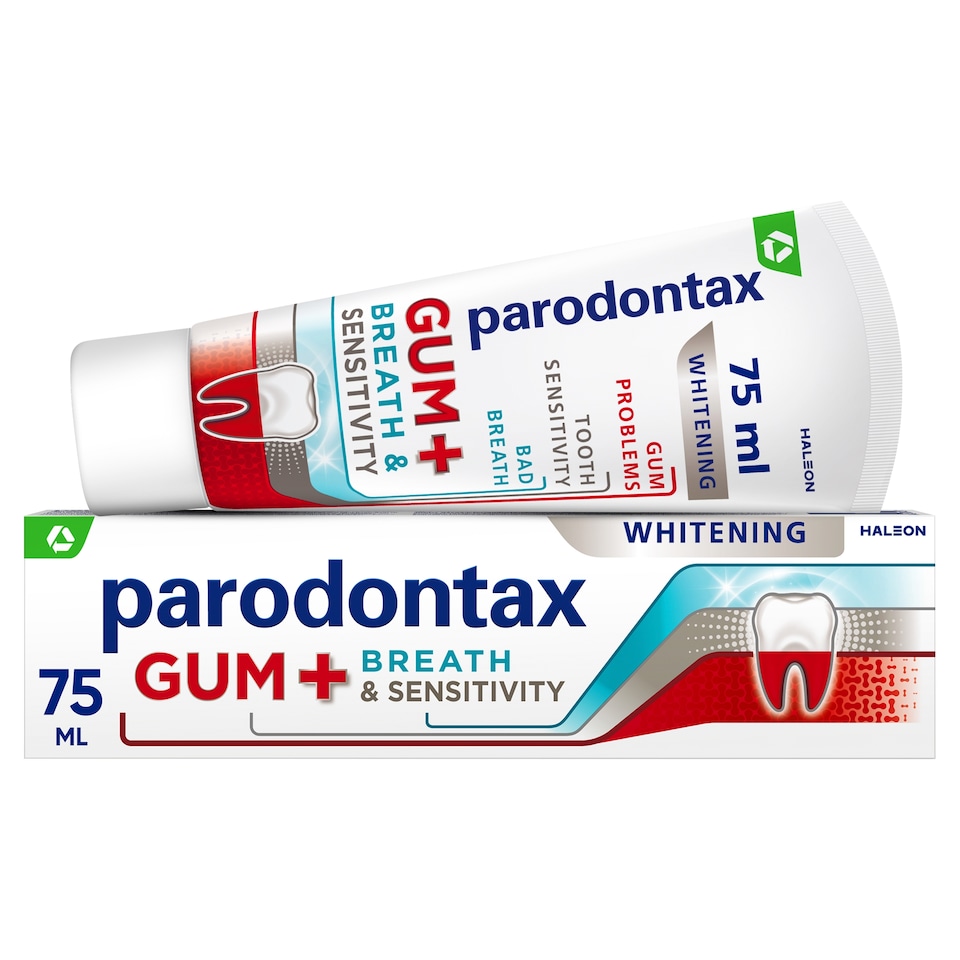 image 1 of Parodontax Gum + Breath & Sensitivity Whitening Fluoride Toothpaste 75 ml