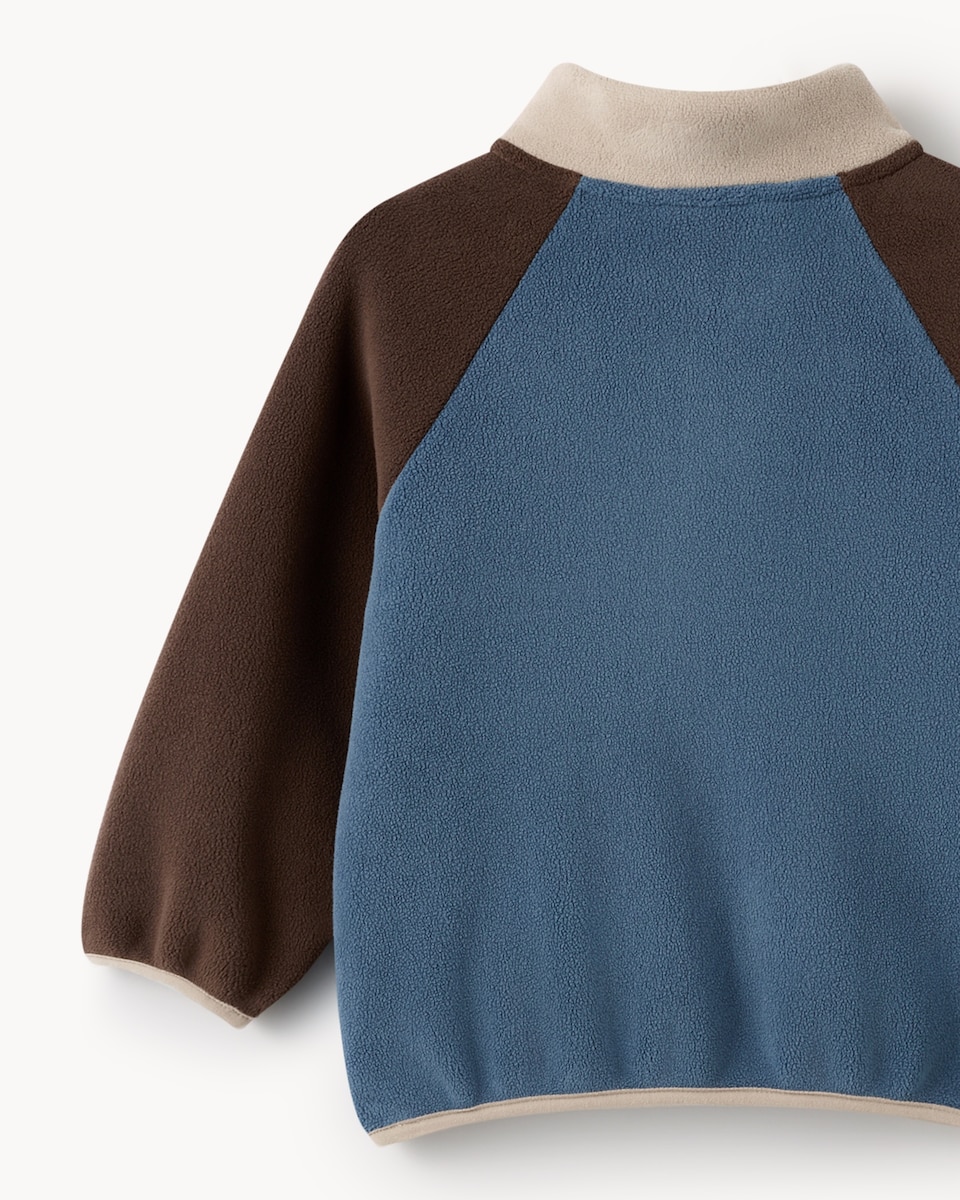 image 1 of F&F Boys Fleece Colour Block Jacket in Blue