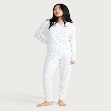 F&F Ditsy Floral Print Pyjama Set in Cream