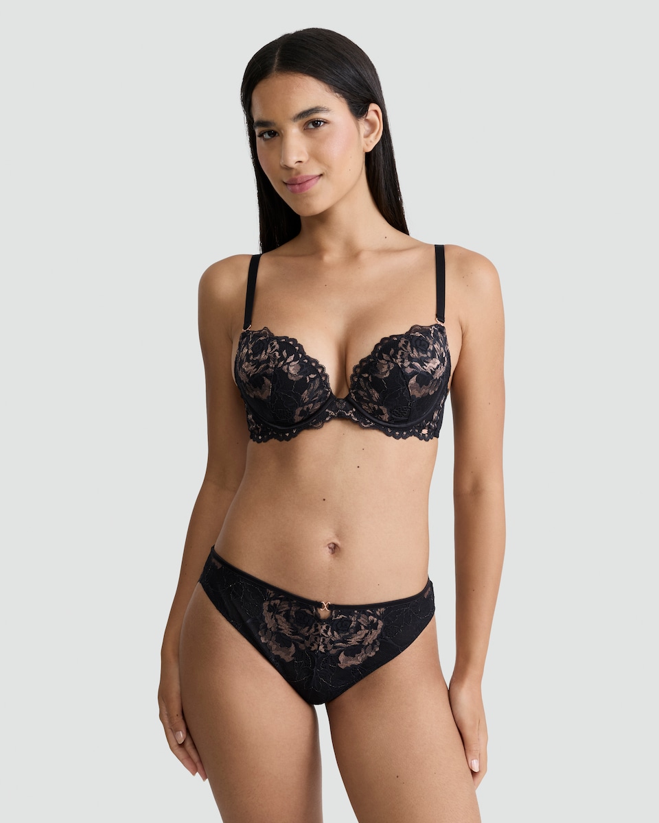 image 1 of F&F Floral Lace Underwired Push Up Bra in Multi