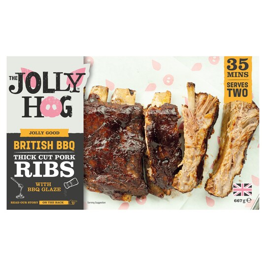 The Jolly Hog Bbq Pork Ribs, Bbq Glaze 667G Tesco Groceries