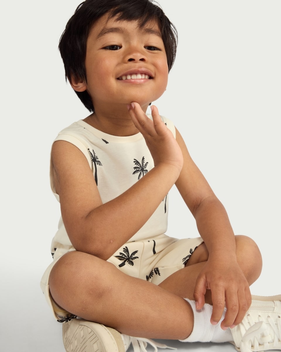 image 1 of F&F Boys 3-Pack Pure Cotton Printed Vests in Stone