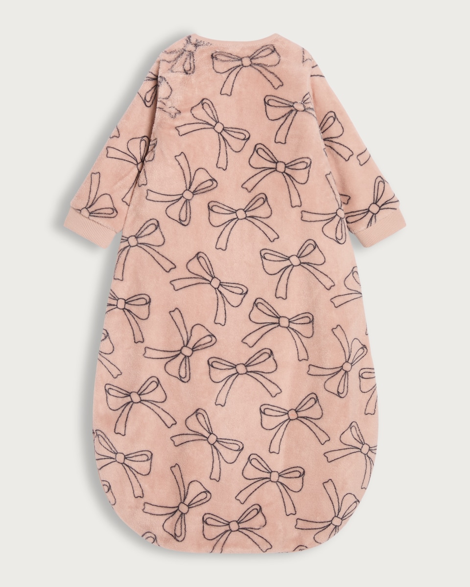 image 1 of F&F Baby Fleece Bow Print 1.5 Tog Sleeping Bag in Pink