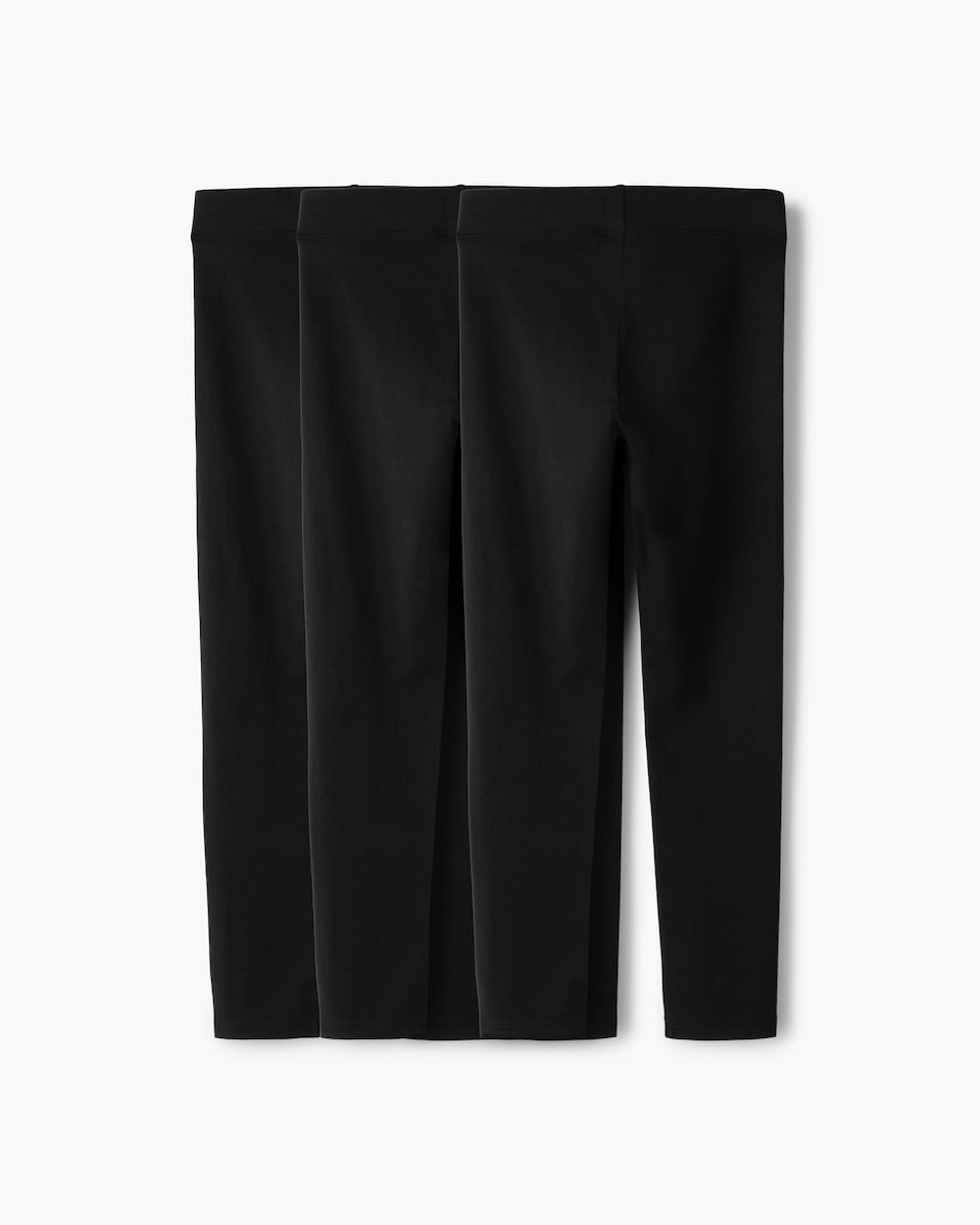 image 1 of F&F Girls 3-Pack Cotton Rich Leggings in Black